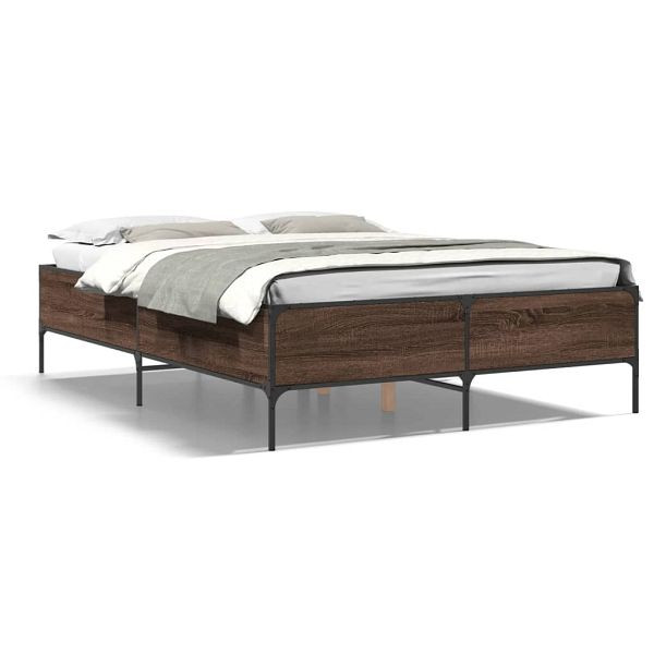 vidaXL Bettgestell Braun Eichen-Optik 120x190 cm Holzwerkstoff Metall, 3279821
