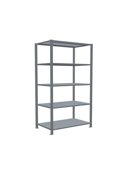 Schulte Grundregal, Büro-Steckregal MULTIplus150, 1800 x 1000 x 600 mm, 5 Fachböden, Längenriegel, verzinkt, ohne Mittelanschlag, 17755
