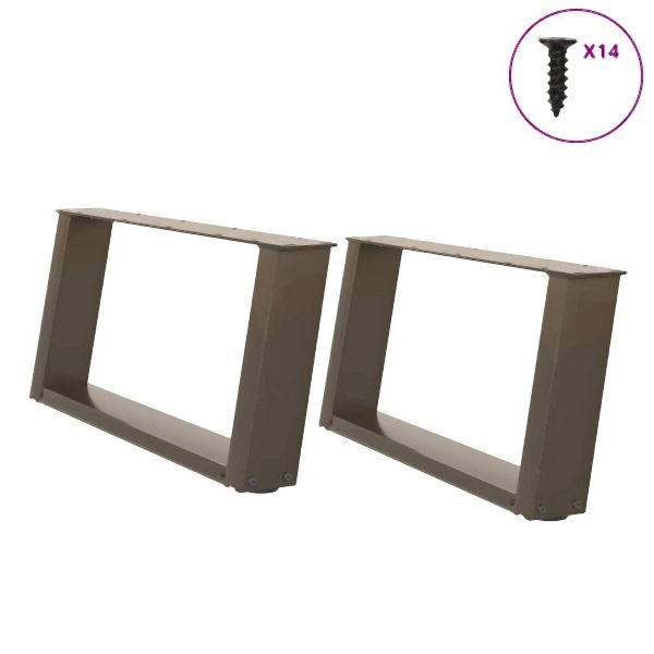 vidaXL Couchtischbeine U-Form 2 Stück Naturstahl 60x(30-31) cm Stahl, 4012751