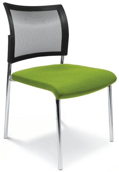 Deskin Besucherstuhl LAS VEGAS mit Netzrücken, 4-Fuß Gestell verchromt, Bezug Stoff Basic G, Farbe grün, VE: 2 Stück, 272329