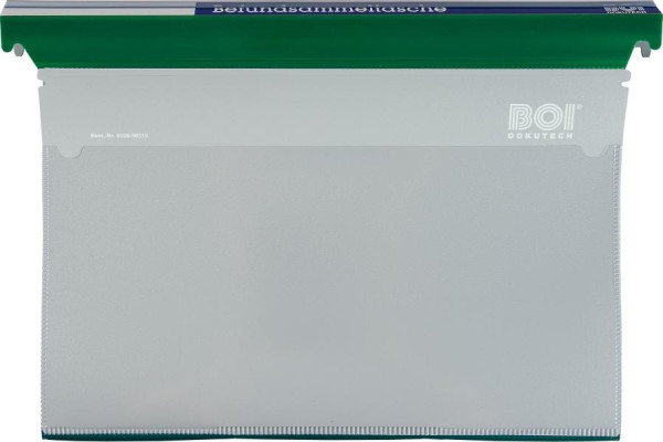 BOI Befundmappe, DBMK O-B.2, Bügelmechanik, grüne Kopfleiste, grüne Planenfolie, 9108-00319