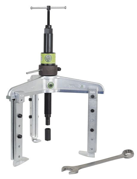 KUKKO 3-armiger Abzieher mit verstellbarer Spanntiefe und langer Hydraulikspindel, Spannweite außen: 650 mm, 11-2-BV