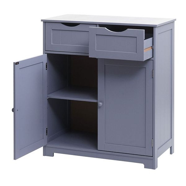 Mendler Kommode HWC-B65, Schubladenschrank Schrank, 2 Schubladen und 2 Türen 80x70x35cm, grau, 60597