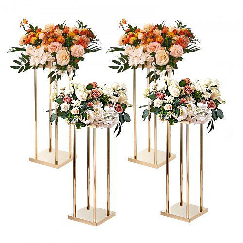 VEVOR 4er-Set Blumenhocker Eckig 20x20x80cm Eisen Beistelltisch Modern Metall-Laminat Metallständer für Dekoration von Bars Hotels, HLHJLFTZTCBJH0ERRV0