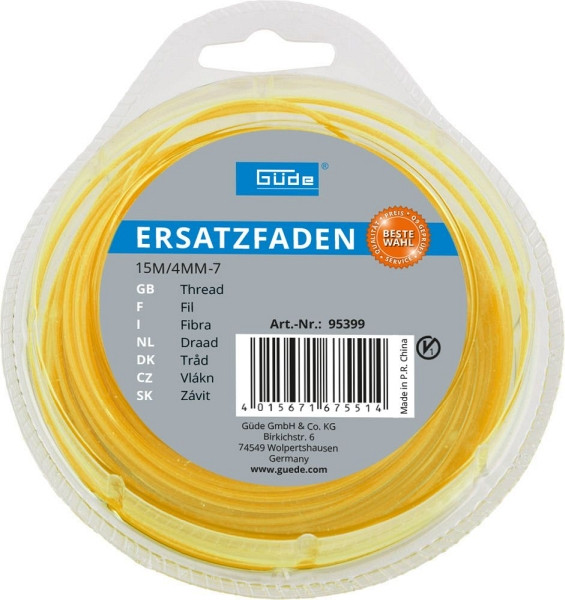 Güde Ersatzfaden 15 m/4 mm 7-kant, VE: 15 Meter, 95399, 4015671675514