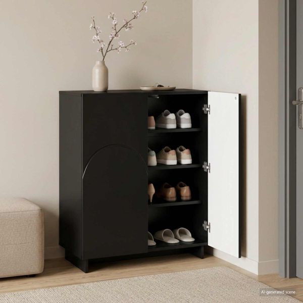 vidaXL Schuhschrank 73 x 38 x 87,5 cm Holzwerkstoff Schwarz, 8011649