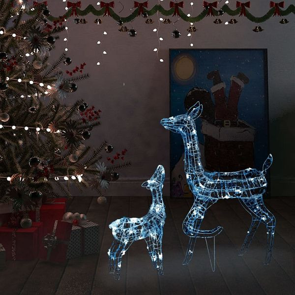 vidaXL LED-Rentier-Familie Weihnachtsdeko Acryl 160 LED Kaltweiß, 329790