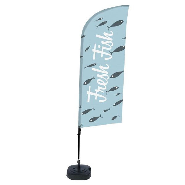 Showdown Displays Beachflag Alu Wind Komplett-Set Frischer Fisch Englisch ECO, BFAW310-WT21-I72ECO