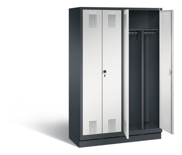 C+P Schwarz-Weiss-Spind Evolo, H1800xB1190xT500mm, Farbe: Schwarzgrau / Lichtgrau, 48022-40 S10244