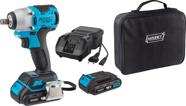 Hazet Mini Akku-Schlagschrauber Satz, 18 V, Lösemoment maximal: 270 Nm, Vierkant massiv 12,5 mm (1/2 Zoll), Anzahl Werkzeuge: 4, 9212M-1/4