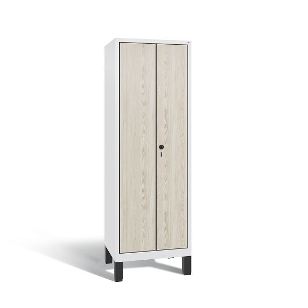 C+P Putzmittel-Spind Evolo, 2 Abteile, H1850xB610xT500 mm, Weiß/MDF Esche, 48110-00 S10177