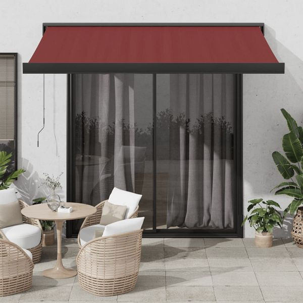 vidaXL Markise Manuell Weinrot 300x250 cm, Material: Pulverbeschichtetes Aluminium, Stoff (100% Polyester) mit PU-Beschichtung, 3215318