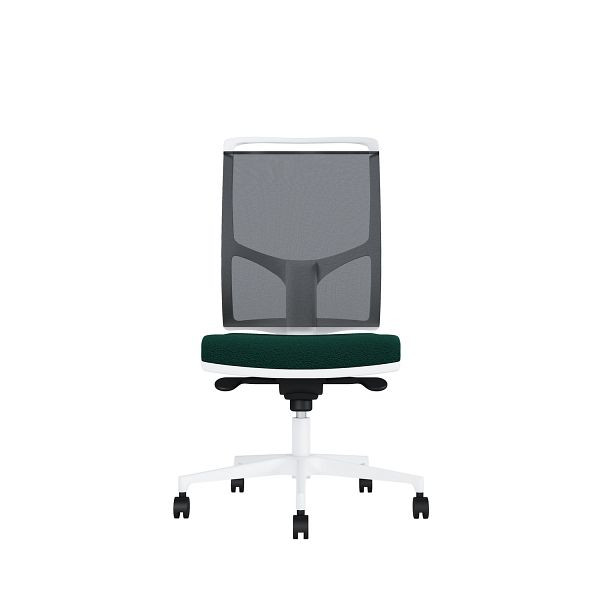 Bisley Bürodrehstuhl Zed, Weißes Kunststoff, Ohne Armlehnen, Fußkreuz aus Kunststoff, NE0496 dunkelgrün, ZEDKSWNE0496