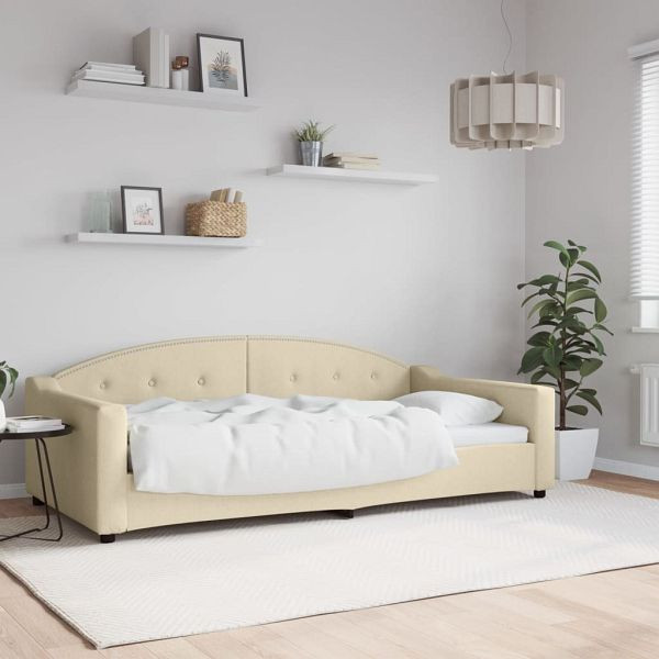 vidaXL Tagesbett Creme 100x200 cm Stoff, Polyester, 354192