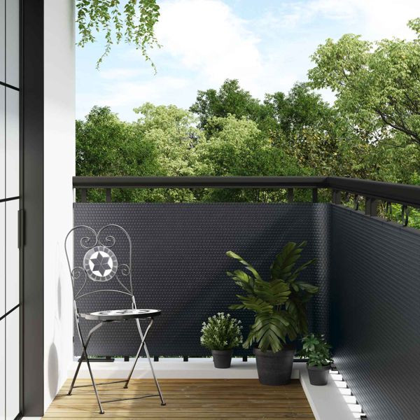 vidaXL Balkonsichtschutz Dunkelgrau 500 x 80 cm Poly-Rattan, 42032618