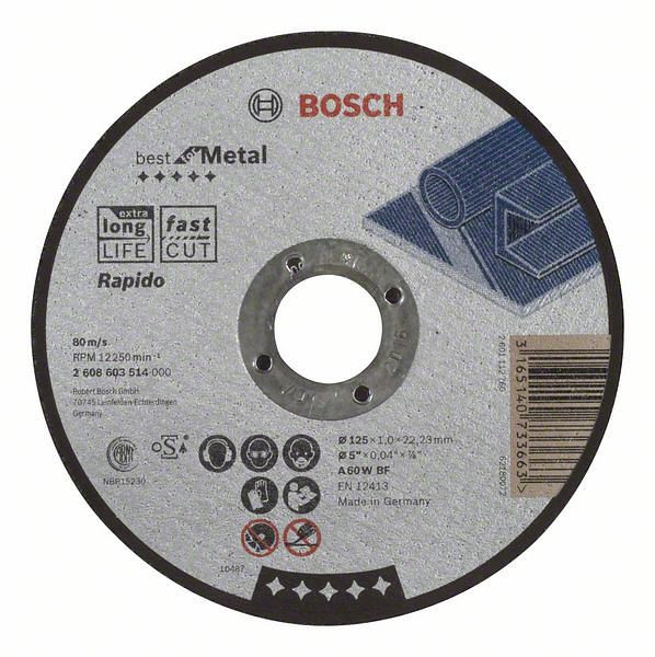 Bosch Trennscheibe gerade Best for Metal - Rapido A 60 W BF, 125 mm, 1,0 mm, VE: 25 Stück, 2608603514