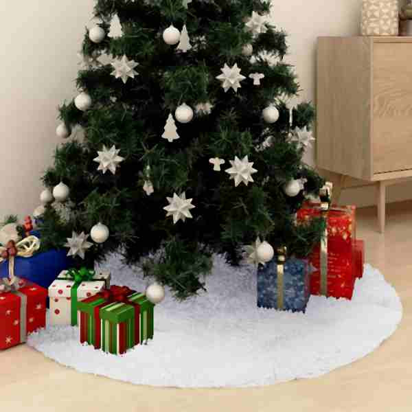 vidaXL Weihnachtsbaumdecke Weiß 90 cm Kunstpelz, 330269