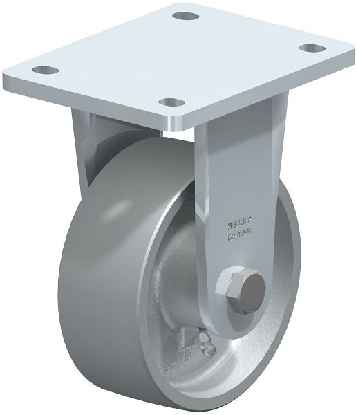Blickle BO-G 127G Stahlgeschweißte Schwerlast-Bockrolle, Guss, Grau, 609719