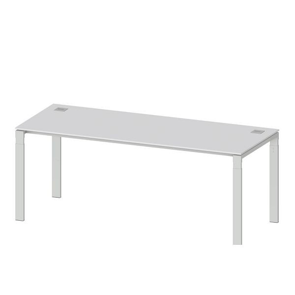 Deskin Schreibtisch 4-Fuß Comfort EVO, Dekor lichtgrau, Gestell Alusilber RAL 9006, B 2000 x T 800 x H 730-855 mm, 275161
