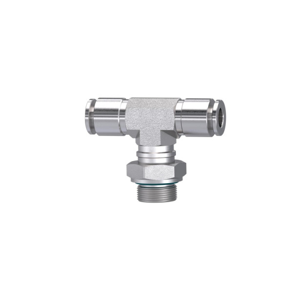 Riegler T-Steckverschraubung, drehbar, M5, Schlauch-Ø 4, ES 1.4404, 135172