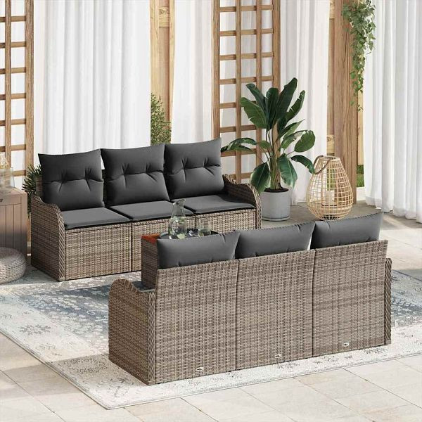 vidaXL Garten-Sofa-Set 7-teilig Grau, 3356067, 8721288363381