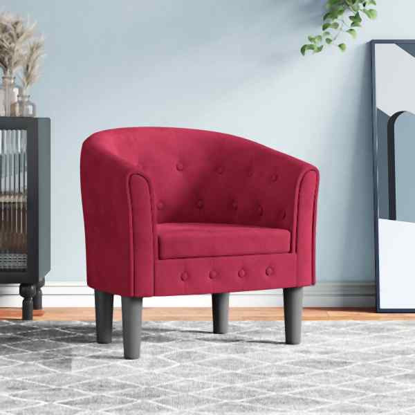 vidaXL Clubsessel Weinrot Samt, Füllung: Schaumstoff, 356475