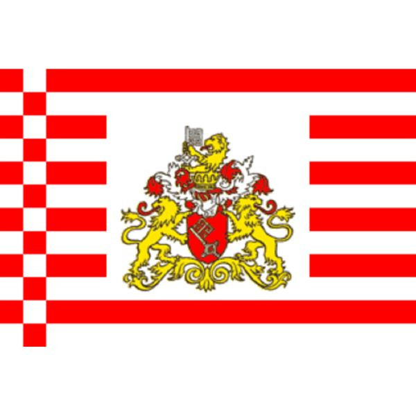 Stein HGS Landesflagge Bremen (Senat), 400 x 150 cm (Hochformat), mit Kunststoff-Karabiner, FlagTop 160 g/m², für Fahnenmasten ab 8 m, ohne Hohlsaum, 26301