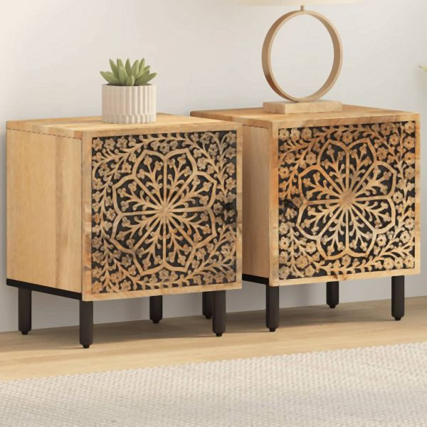 vidaXL Nachttische 2 Stk. 40x33x46 cm Massivholz Mango, 358209