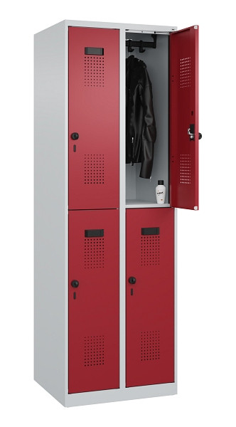 C+P Doppelstöckiger Spind Evolo PLUS, 4 Fächer, 1850x600x500mm, 7035/3003, Drehriegel, 049300-20 S10004