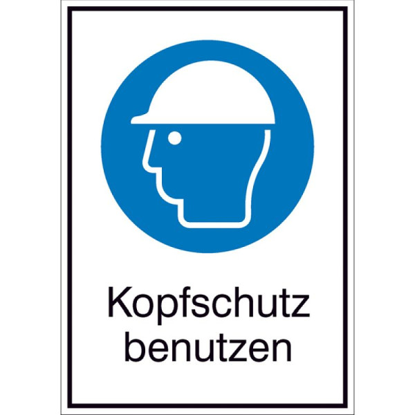 Stein HGS Kombischild, Kopfschutz benutzen, Aluminium, geprägt und einbrennlackiert, 262 x 371 mm, 11.a7177