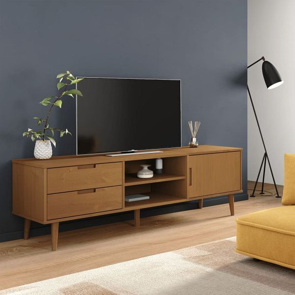 vidaXL TV-Schrank MOLDE Braun 158x40x49 cm Massivholz Kiefer, 4013412