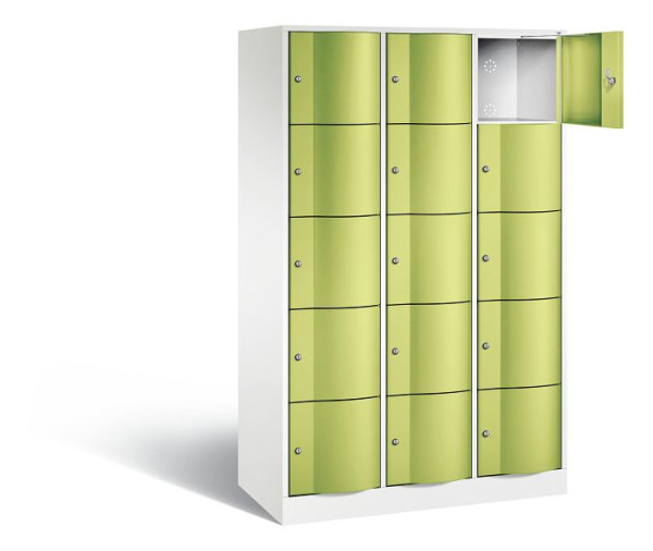 C+P Schließfachschrank Resisto, H1950xB1148xT540mm, Farbe: Verkehrsweiß / Viridingrün, 8570-372 S11187
