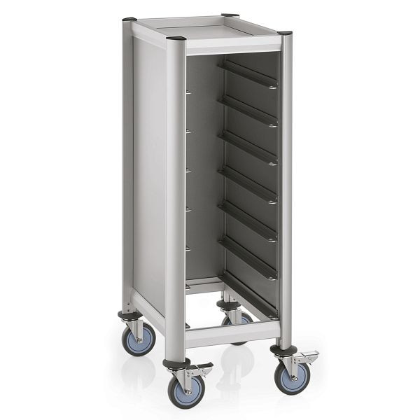 WAS Trolley Mensa Tablettwagen für 7 Tabletts, 60,5 x 44,5 x 125 cm, Alu-Profile/MDF, 1955507
