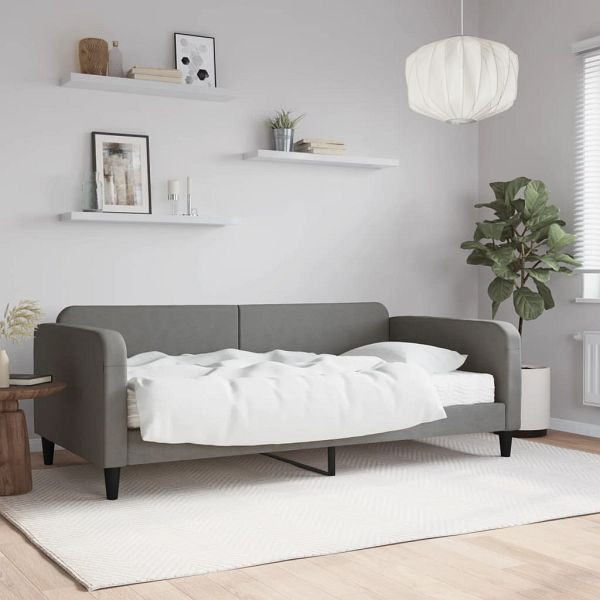 vidaXL Tagesbett mit Matratze Dunkelgrau 100x200 cm Stoff, 3196804