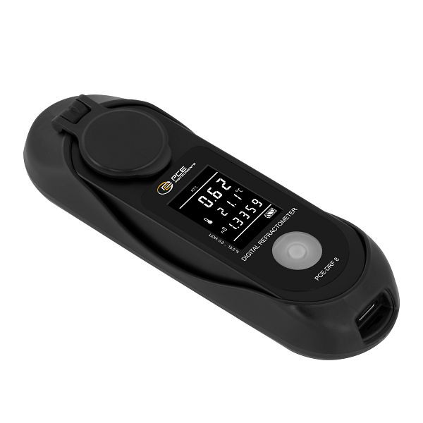 PCE Instruments Digitales Refraktometer bestimmt den prozentualen Anteil von Lithiumhydroxid in wässrigen Medien, PCE-DRF 8