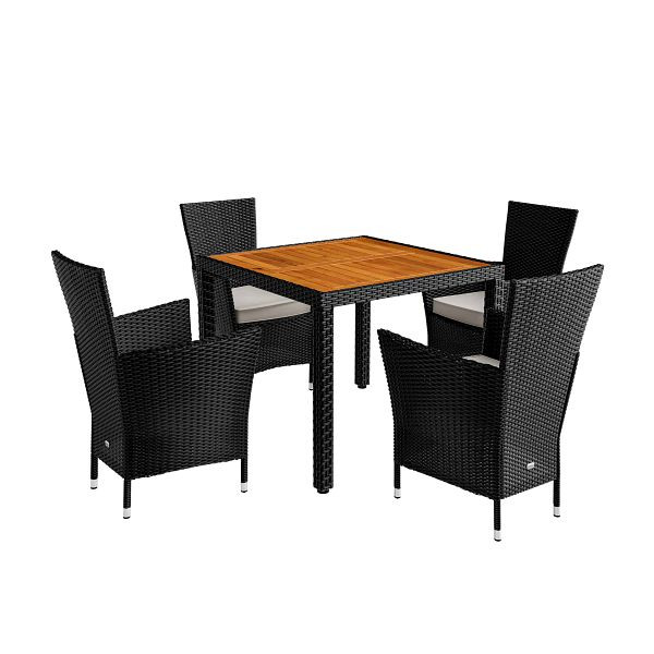 casaria Polyrattan Garten-Sitzgruppe Korfu 5-tlg Schwarz, 996931