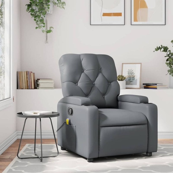 vidaXL Massagesessel Relaxsessel Grau Kunstleder, 3206086