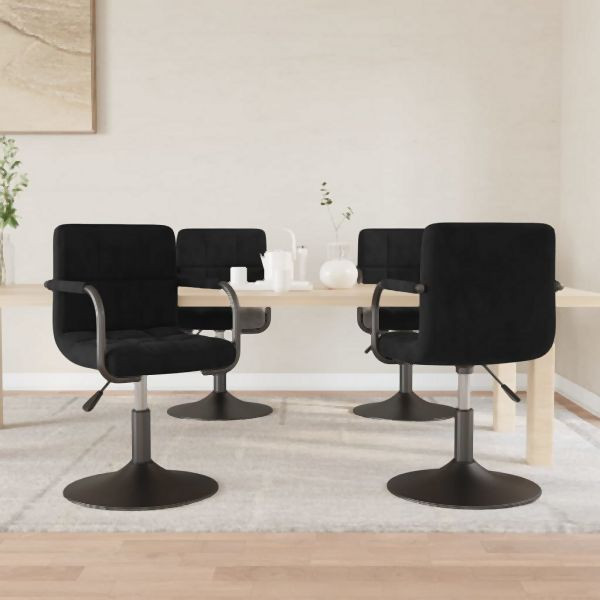 vidaXL Esszimmerstühle 4 Stk. Drehbar Schwarz Samt, 3087916