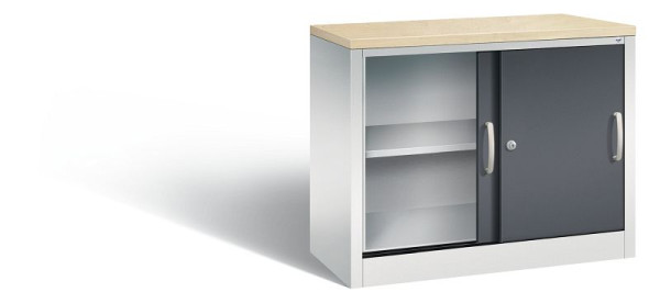 C+P Sideboard mit Schiebetüren Acurado, H720xB1000xT400mm, Farbe: Lichtgrau / Schwarzgrau, Bügelgriff, 2 OH, 5725-00 S10125