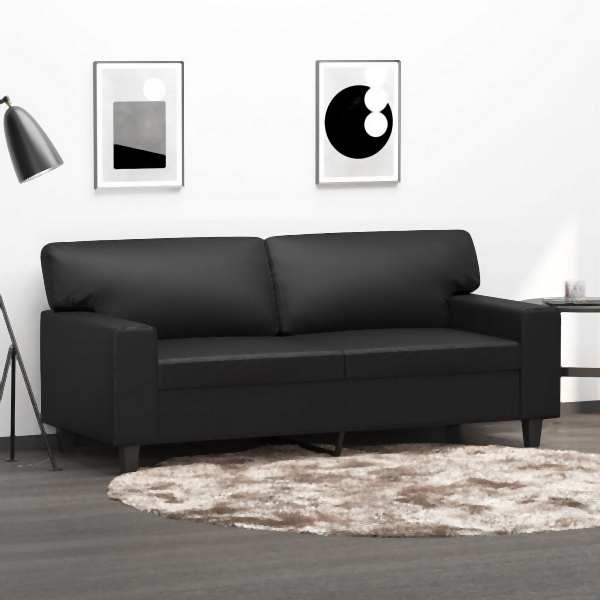 vidaXL 2-Sitzer-Sofa Schwarz 140 cm Kunstleder, Füllung: Schaumstoff, 359417
