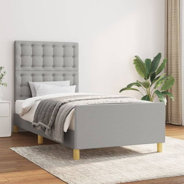 vidaXL Bettgestell mit Kopfteil Hellgrau 80x200 cm Stoff, 3125333