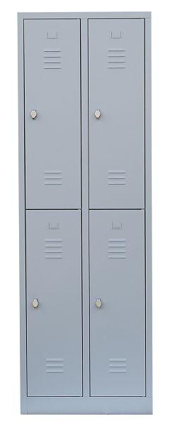 Lüllmann Stahl-Kleiderschrank / Garderobenschrank, 1800 x 600 x 500 mm, Lichtgrau/Lichtgrau, 520220