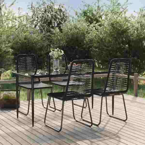 vidaXL 5-tlg. Garten-Essgruppe Schwarz, 3156508, 8720845763121