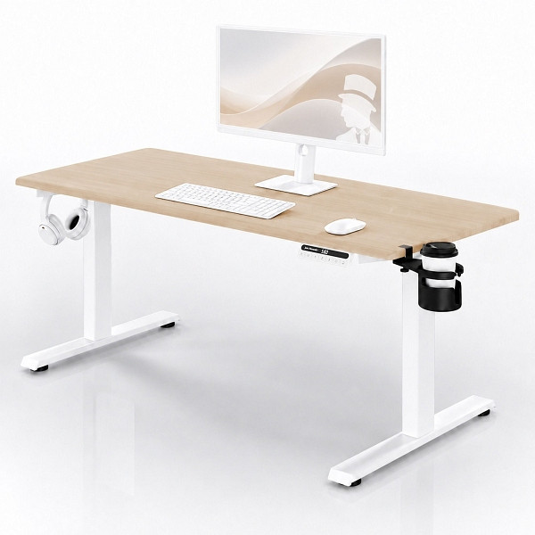 Jan Nowak Elektrischer Schreibtisch mit Höhenverstellung ergonomisch weiß/Sonoma-Eiche, 1600x800 mm, ARIA 1600, 2736