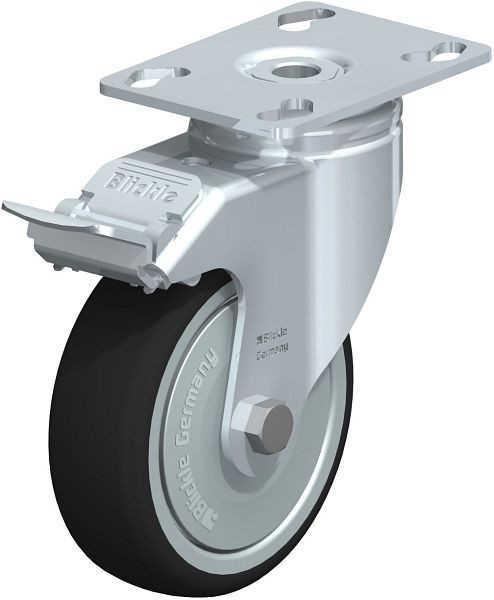 Blickle LKPA-PATH 101K-FI-FK Apparate-Lenkrolle mit Anschraubplatte & Feststeller, Thermoplastisches Polyurethan, Grau, 846968