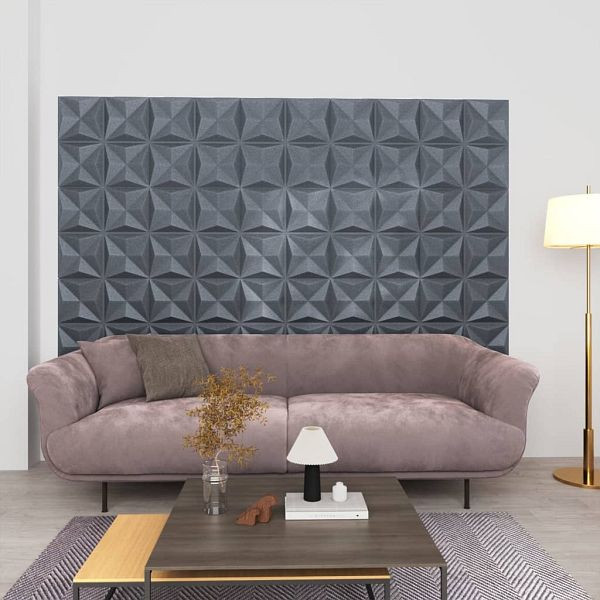 vidaXL 3D-Wandpaneele 48 Stück 50x50 cm Origami Grau 12 m², 150922