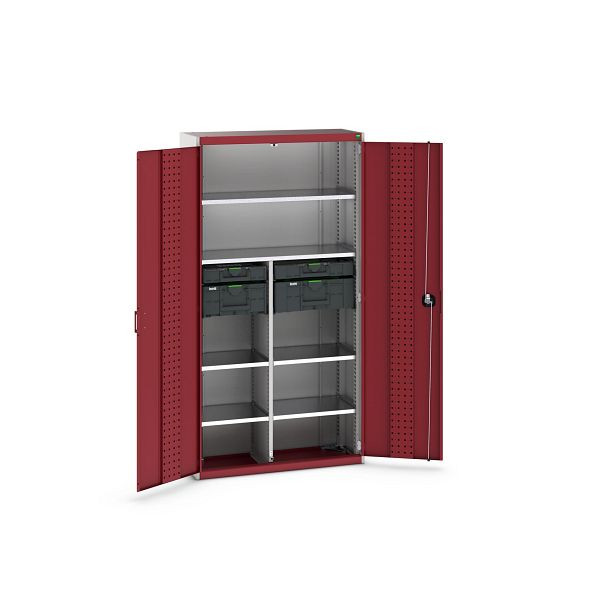 bott cubio Koffer-Flügeltürenschrank bestückt mit 2x Systainer3 / 2x Organizer, BxTxH: 1050x400x2000mm, RAL 7035 / RAL 3004, 40032040.24V