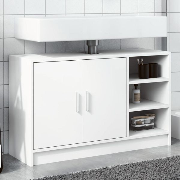 vidaXL Waschbeckenunterschrank Weiß 90x29x55 cm Holzwerkstoff, 848122