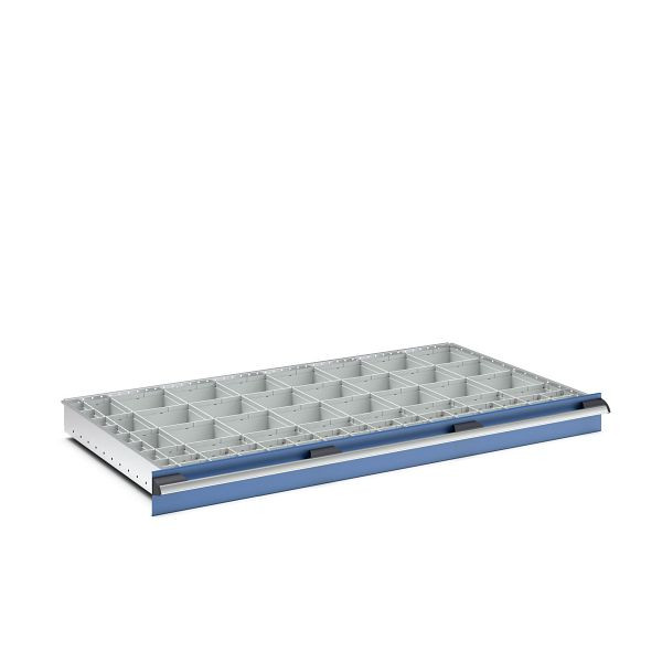 bott cubio Sortiment mit 71 Boxen, BxTxH: 1300x750x68mm, Kunststoff / RAL 7035, 43020788