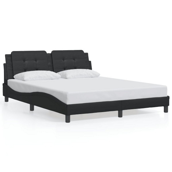 vidaXL Bettgestell mit Kopfteil Schwarz 160x200 cm Kunstleder, 3208191
